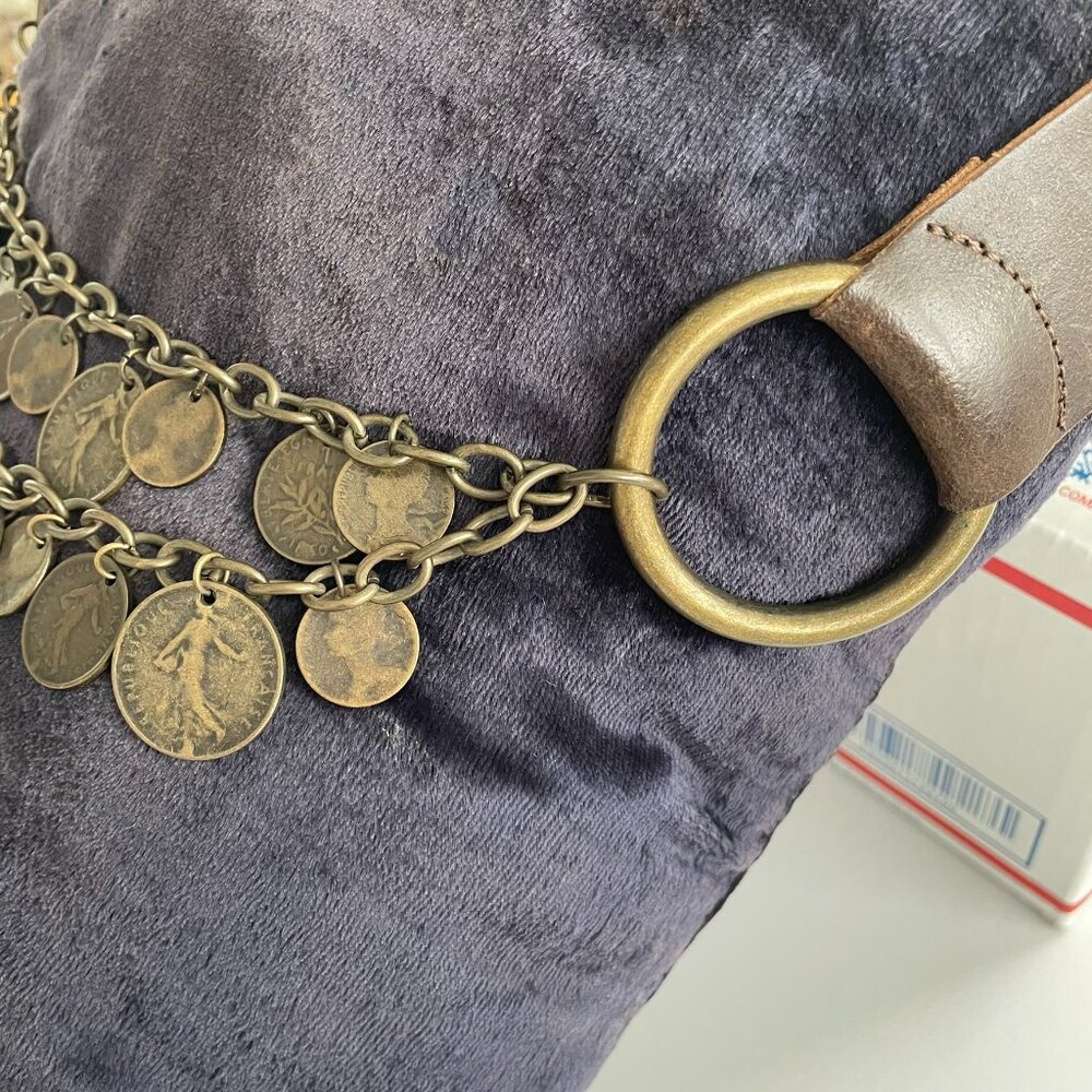 Antoniazzi Brown Leather Belt with Coin Chain Accents Handcrafted in Italy. - Picture 10 of 15